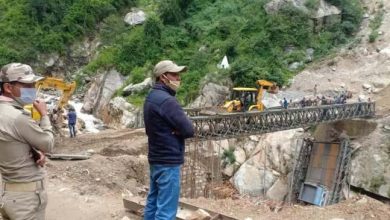 Photo of BRO working on a 200-ft bailey bridge at deluge affected Chamoli area in Uttarakhand to re-establish connectivity with Niti border