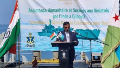 Photo of Mission Sagar – II Handing Over Food AID to Djibouti by INS Airavat